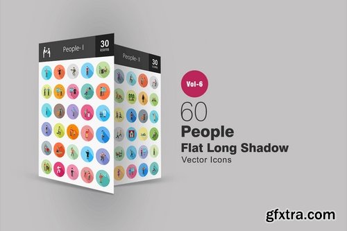 60 People Flat Shadowed Icons