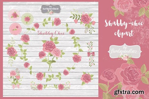 Shabby-chic rose clipart