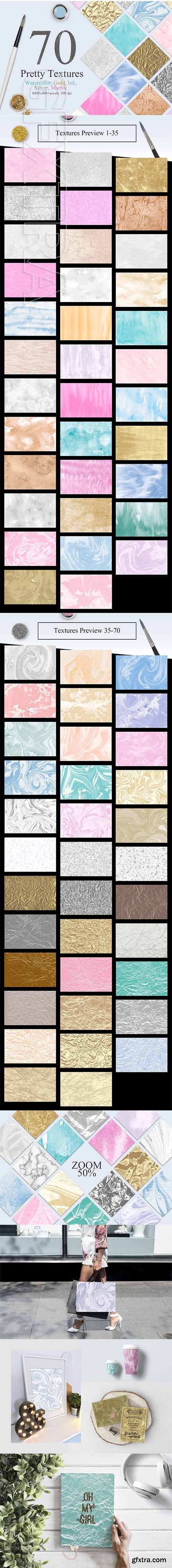 CreativeMarket - 70 Watercolor Gold Marble Textures 2218329
