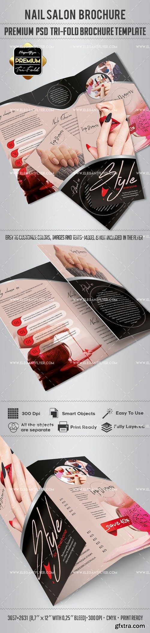Nail Salon – Premium Tri-Fold PSD Brochure Template