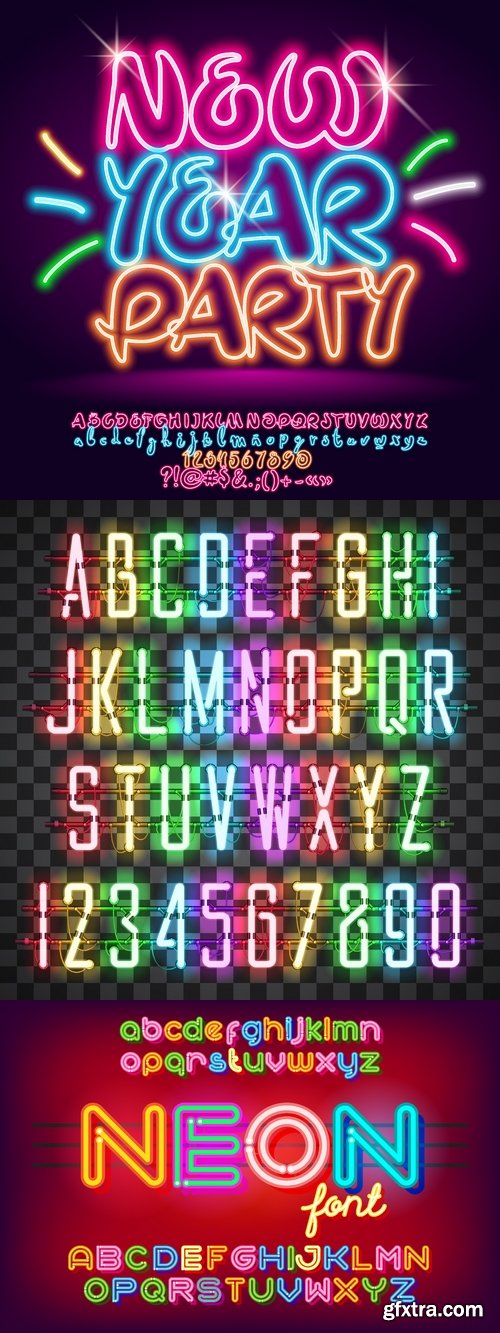 Vectors - Colorful Neon Alphabets 10