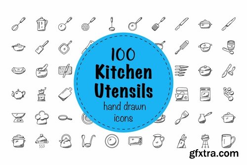 CM - 100 Doodles of Kitchen Utensils 2211648