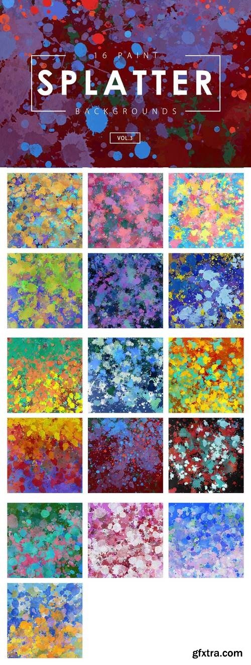 16 Paint Splatter Backgrounds Vol. 3
