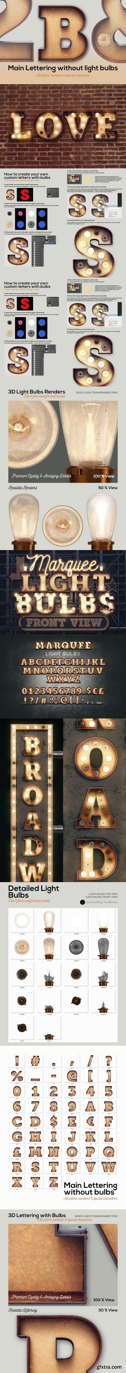 Marquee Light Bulbs Front 2 - Font Without Bulbs