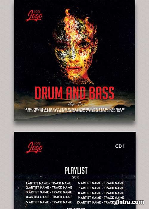 Drum and Bass V1 2018 Premium CD Cover PSD Template