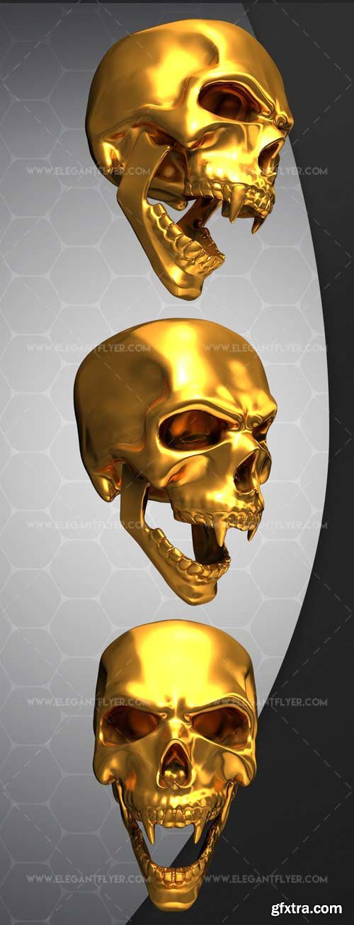 Gold Skull V1 2018 Premium 3d Render Templates