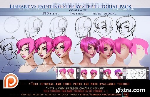 Gumroad - Lineart vs Painting Steps Tutorial Pack
