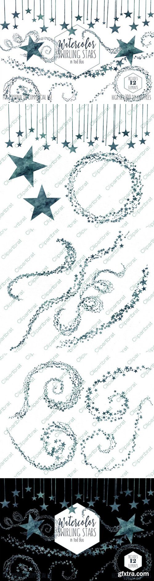 CM - Dark Teal Blue Star Graphic Set 2176422