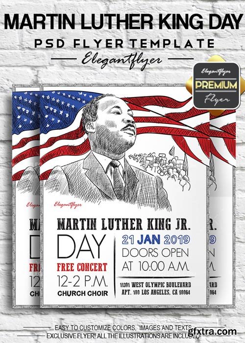 Martin Luther King Day V1 2018 Flyer PSD Template + Facebook Cover