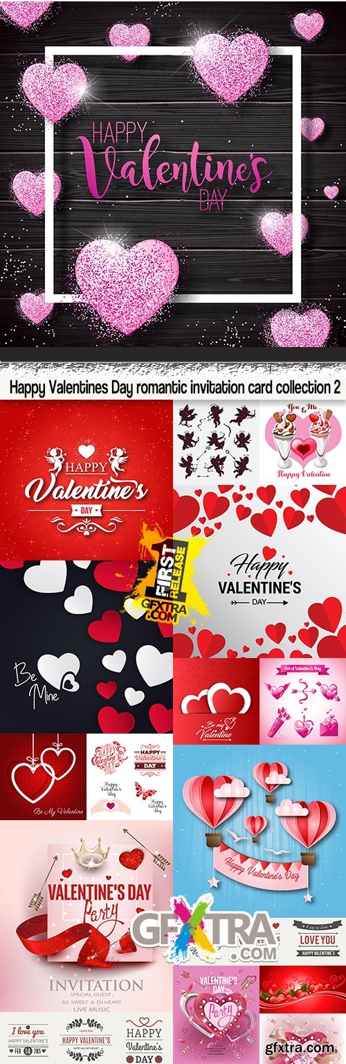 Happy Valentines Day romantic invitation card collection 2