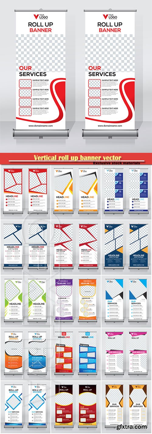 Vertical roll up banner vector business template # 12
