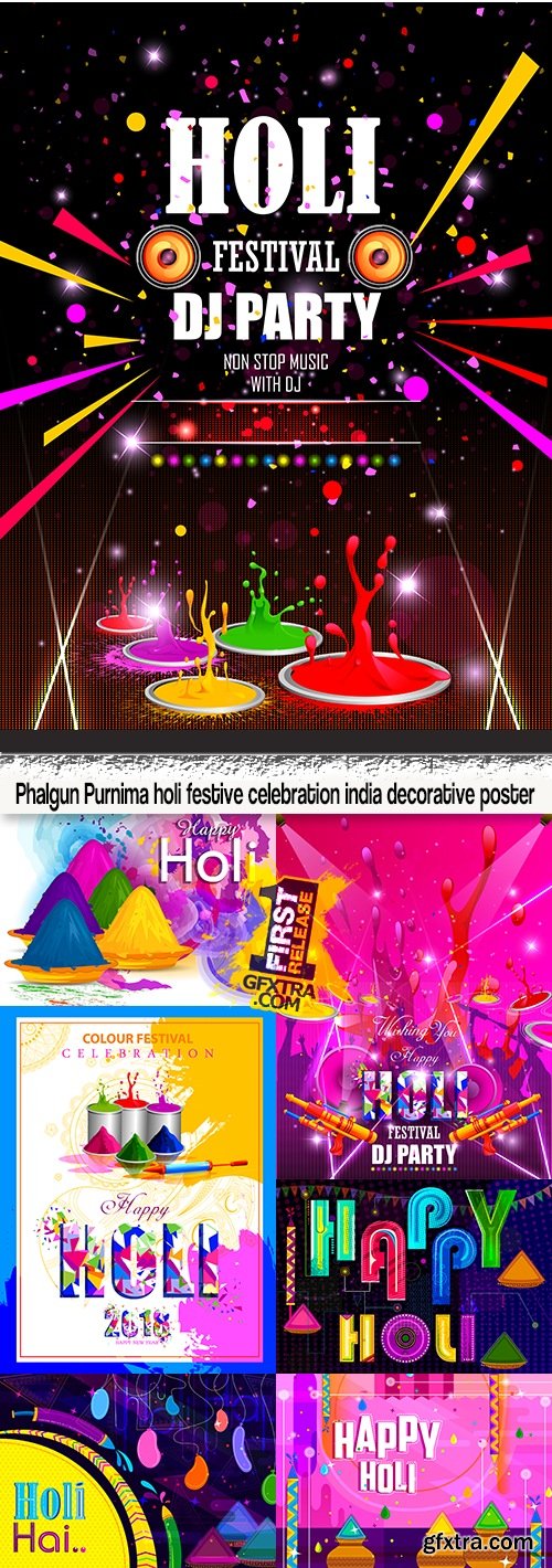 Phalgun Purnima holi festive celebration india decorative poster