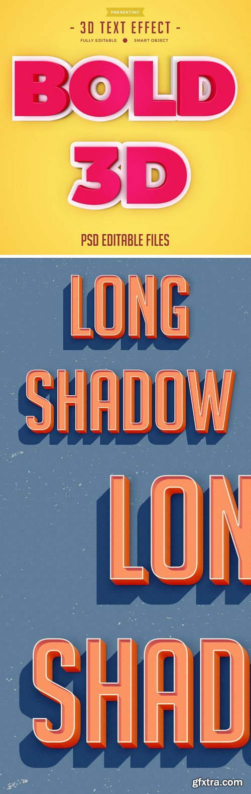 3D Bold & Long Shadow Text Effects for Photoshop
