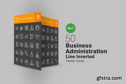 50 Business Administration Line Inverted Icons