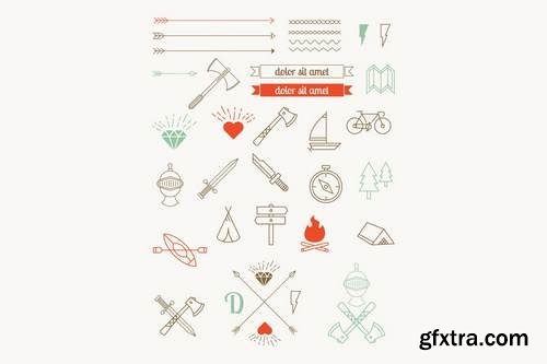 set of vector icons, items, badges hipster style.