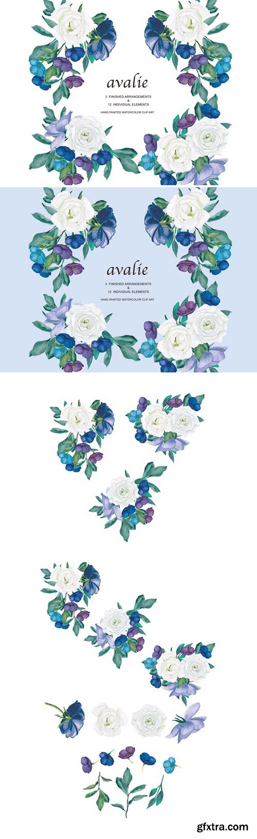 CM - White & Blue Rose Arrangements 1910019
