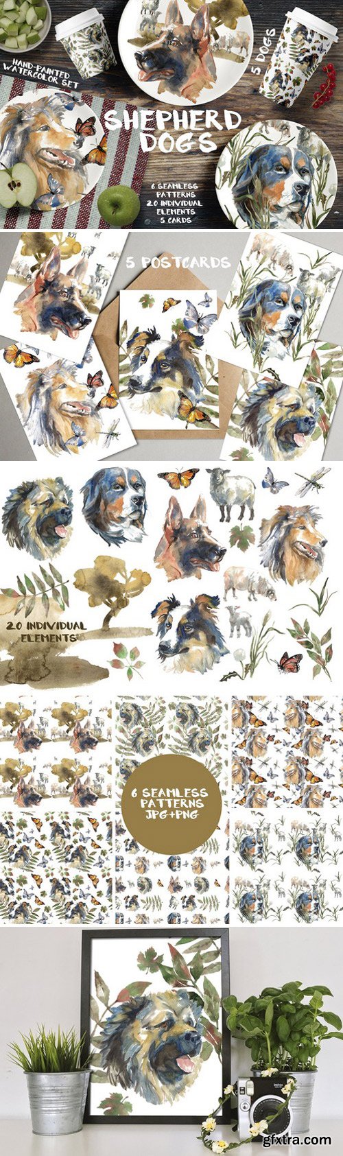 CM - Shepherd dogs watercolor set 2203945