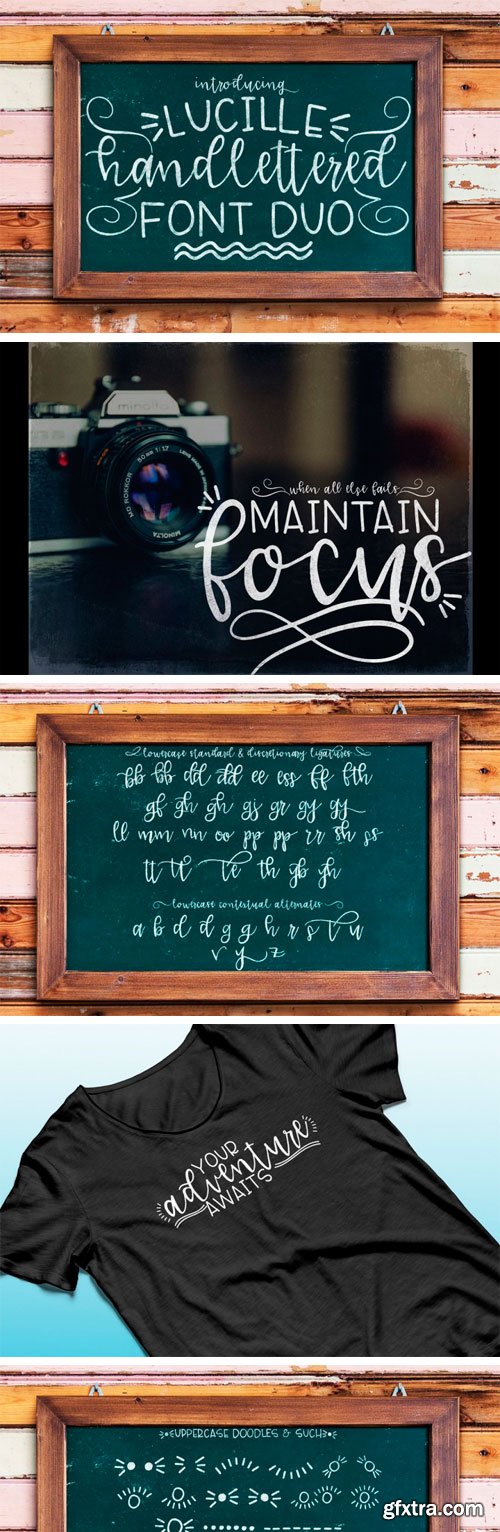 Thehungryjpeg - Lucille Hand Lettered Font Duo 87352