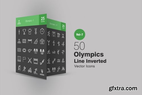 50 Olympics Line Inverted Icons