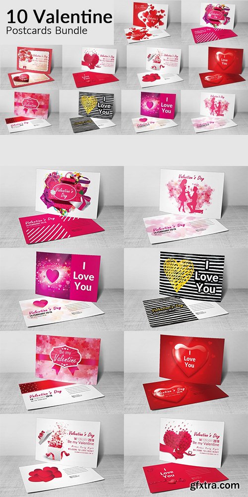 CM - 10 Valentines Day Postcard Bundle 2183054