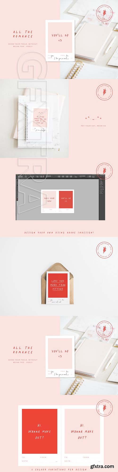 CreativeMarket - Valentines Day Cards + Template 2266071