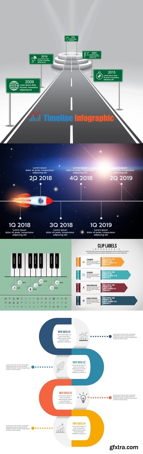 Vectors - Timeline Infographics 49