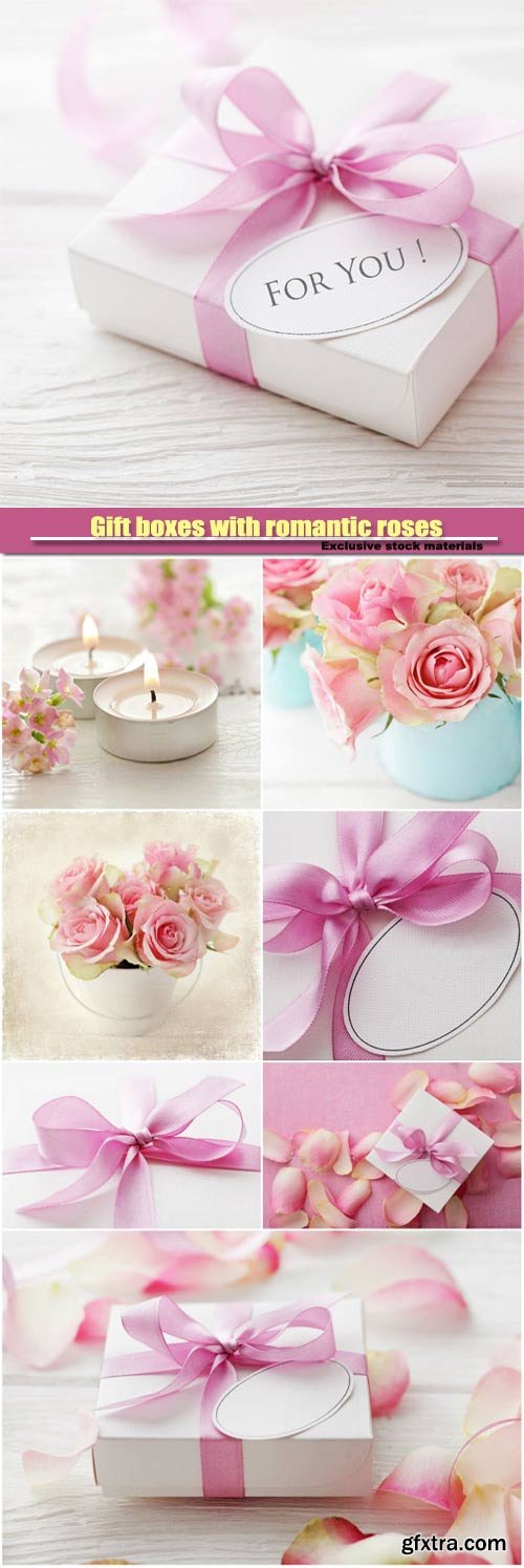 Gift boxes with romantic roses