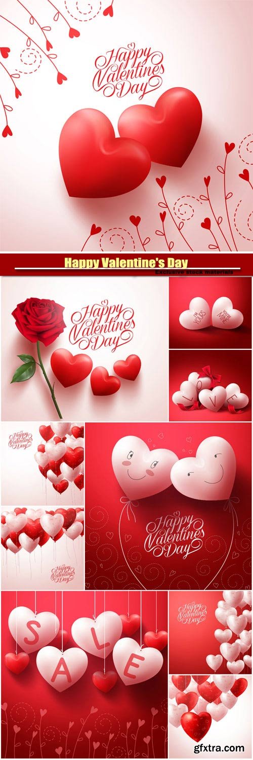 Happy Valentine\'s Day in the vector backgrounds with hearts and roses