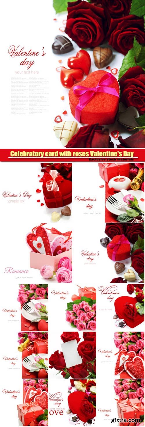 Celebratory card with roses Valentine\'s Day