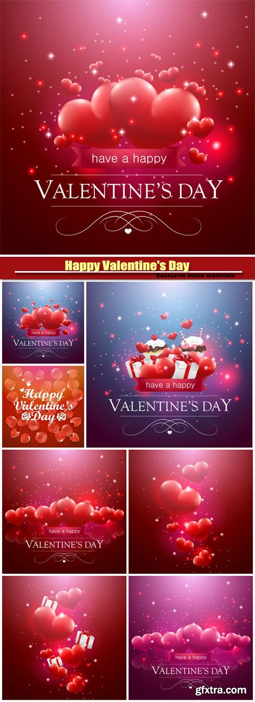 Happy Valentine\'s Day vector, beautiful backgrounds with hearts