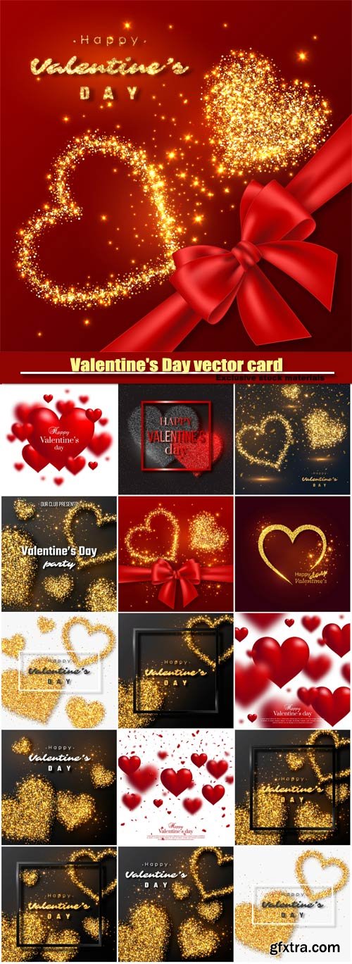 Valentine\'s Day vector card, red hearts