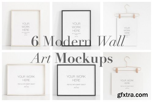 CreativeMarket 6 Modern Wall Art Mockups Bundle 2261402