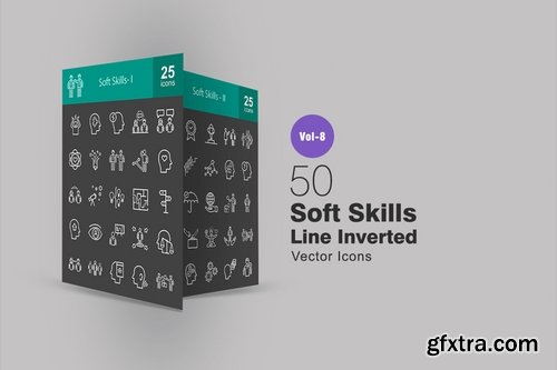 50 Soft Skills Line Inverted Icons