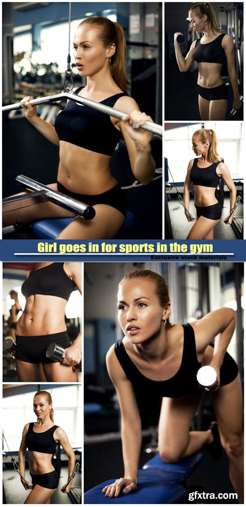 Girl goes in for sports in the gym