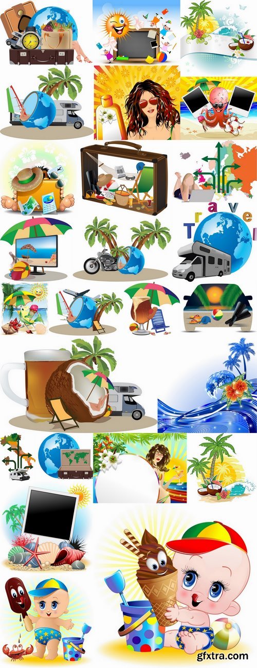 Travel vacation beach vacation drink juice vector image 2-25 EPS