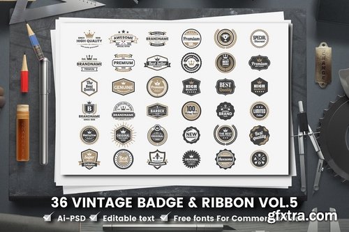 CM - 36 VINTAGE BADGE & RIBBON Vol.5 2280445