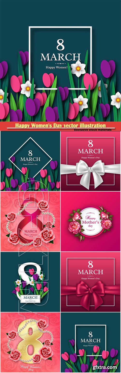 Happy Women\'s Day vector illustration,8 March, spring flower background