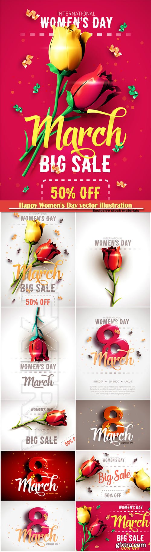Happy Women\'s Day vector illustration,8 March, spring flower background # 3