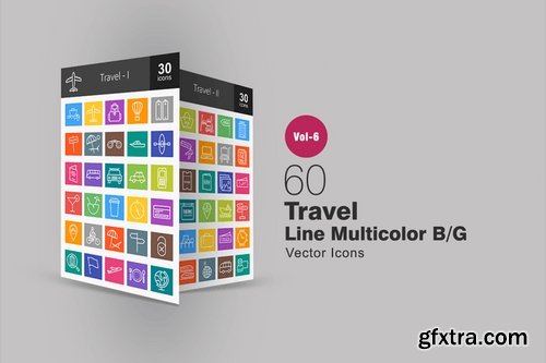 60 Travel Line Multicolor BG Icons