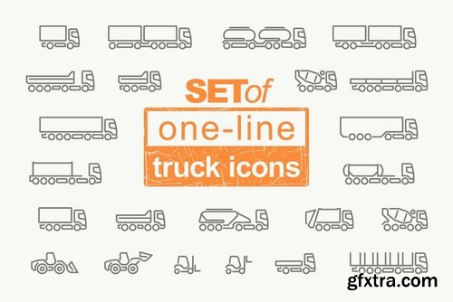 CM - Set of one-line truck icons. Vector 2294695