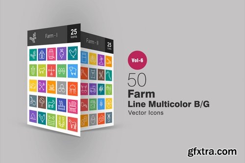 50 Farm Line Multicolor BG Icons