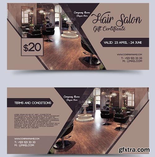 Hair Salon V2 2018 Gift Certificate PSD Template