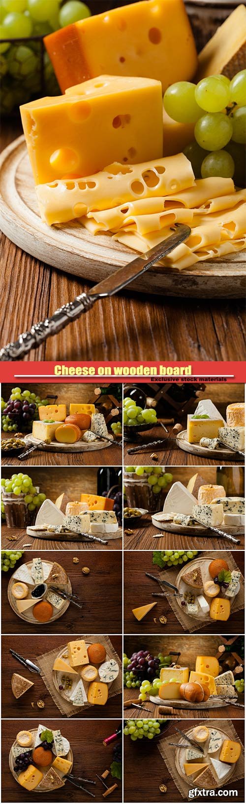 Cheese on wooden board