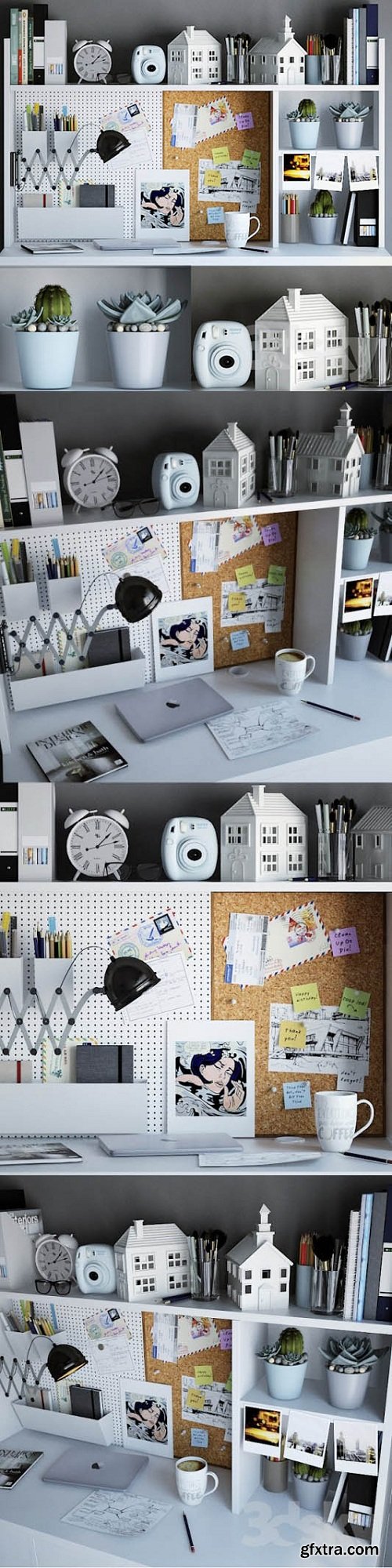 Decorative Set of Books, Stationery and Decor for Workspace
