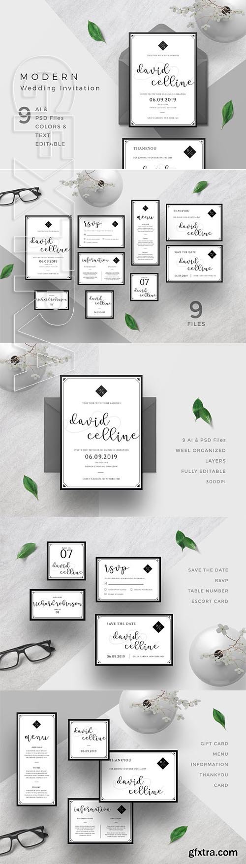 CreativeMarket - Modern Wedding Invitation 2314783