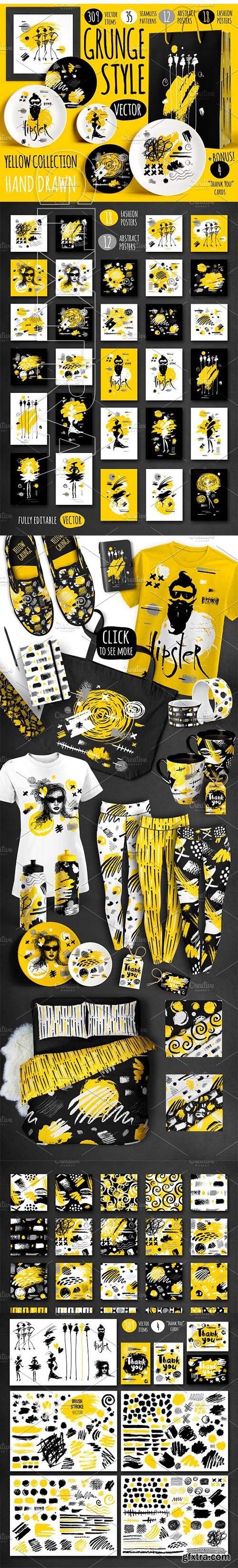 CreativeMarket - Grunge Style Yellow Collection 2305576