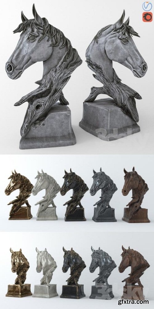 Horse Head Sculpture 3d Model