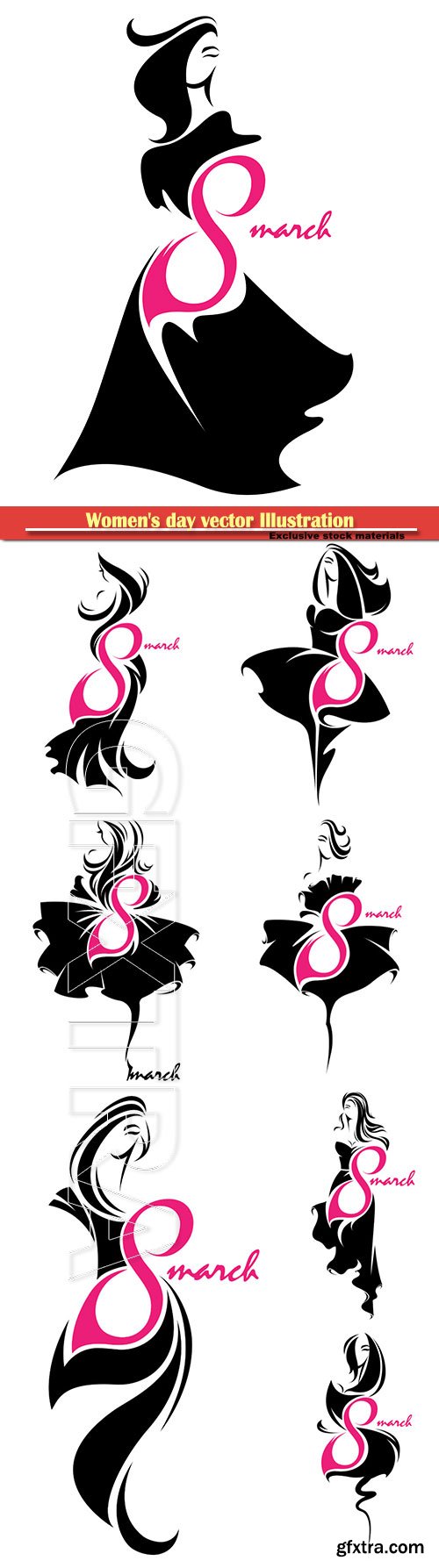 Women\'s day vector Illustration of women silhouette icon