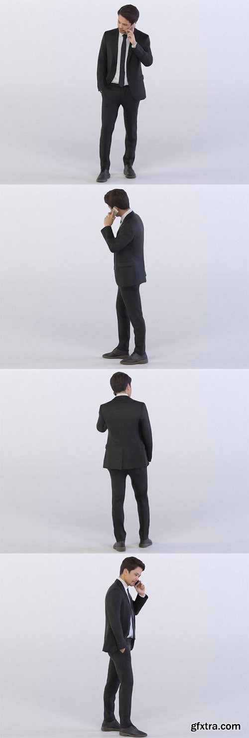 Chen 0332 Man in a Suit Talking on a Phone 3D Model