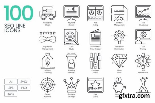 100 SEO Line Icons